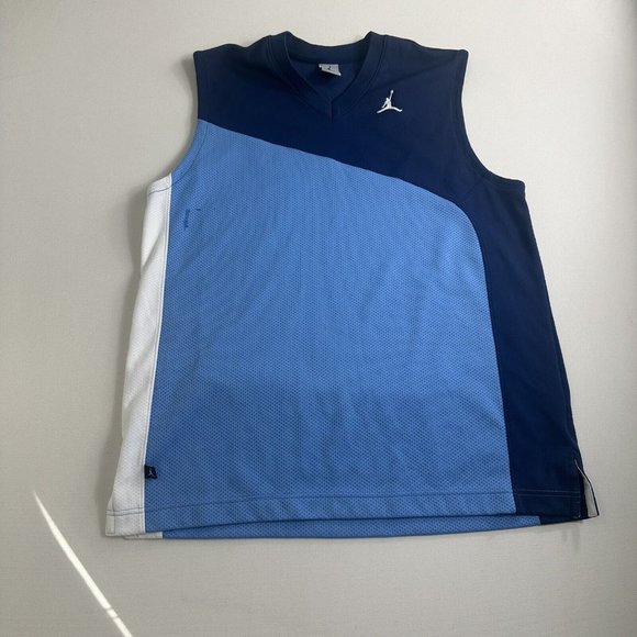 Vintage 2002 Retro Air Jordan Sleveless Jersey size L University Blue Navy-White - Picture 1 of 11